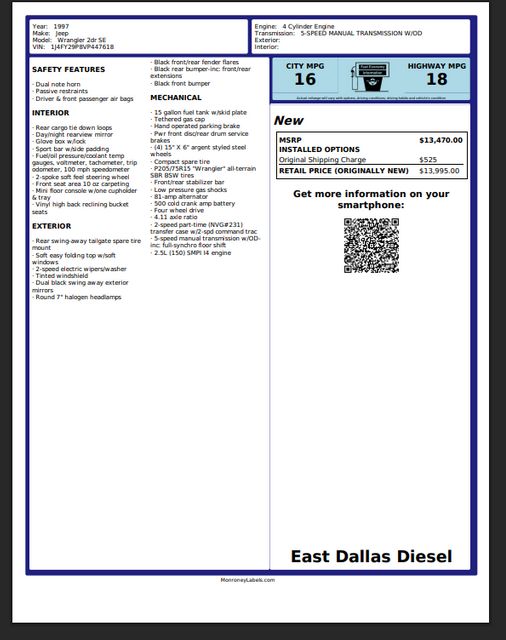 1997 Jeep Wrangler LS V-8 4L60 Automatic 241 Transfer Case LIFTED TX | Dallas, TX | East Dallas Diesel 1997 Jeep Wrangler LS V-8 4L60 Automatic 241 Transfer Case LIFTED TX | Dallas, TX | East Dallas Diesel