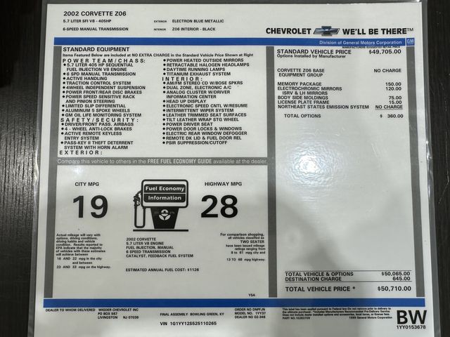 2002 Chevrolet Corvette Z06 Hardtop ABB, B84, DD0, Alloys, 1-Owner, 14k | Dallas, Texas | Corvette Warehouse 