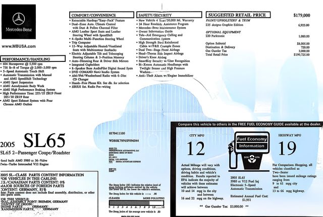 2005 Mercedes-Benz SL 65 AMG Designo Edition