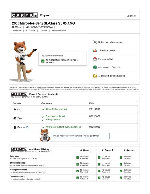 2005 Mercedes-Benz SL 65 AMG Designo Edition