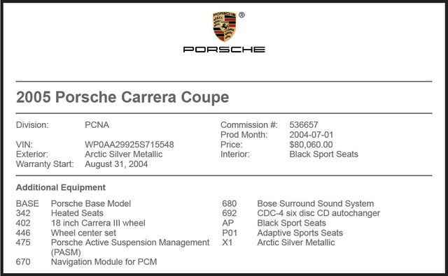 2005 Porsche 911 Carrera 2005 Porsche 911 Carrera
