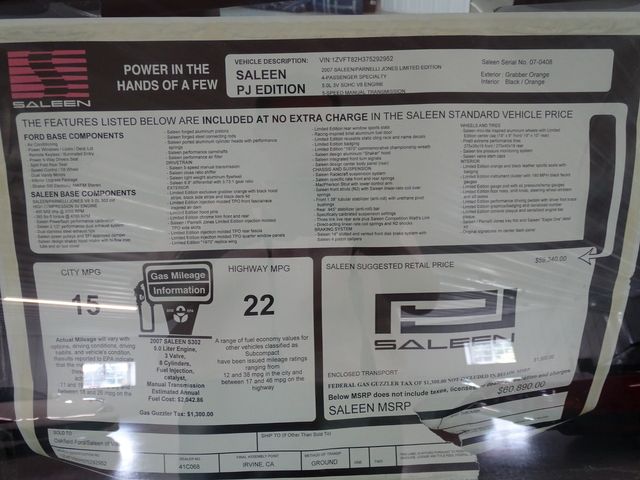 2007 Ford Mustang Parnelli Jones 5.0