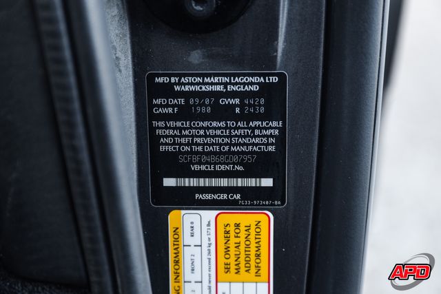 2008 Aston Martin V8 Vantage Roadster 2008 Aston Martin V8 Vantage Roadster