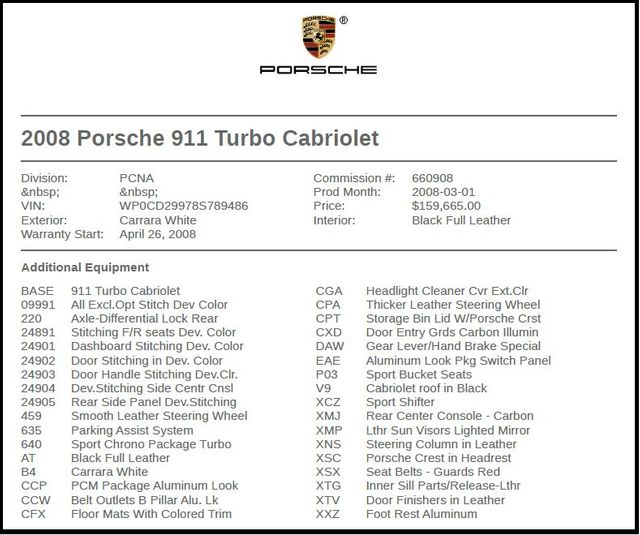 2008 Porsche 911 Turbo 2008 Porsche 911 Turbo
