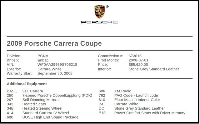 2009 Porsche 911 Carrera 2009 Porsche 911 Carrera
