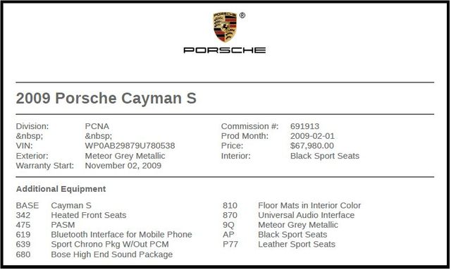 2009 Porsche Cayman S 2009 Porsche Cayman S