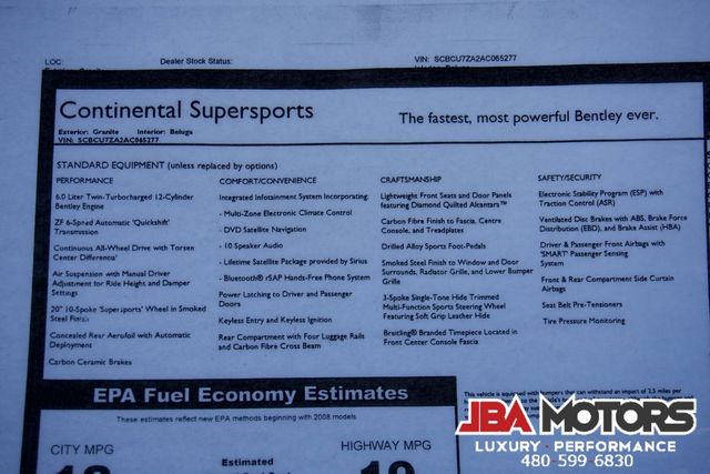 2010 Bentley Continental Supersports Coupe 2+2 Rear Seats GT 1 Owner Car | MESA, AZ | JBA MOTORS
