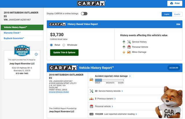 2010 Mitsubishi Outlander ES