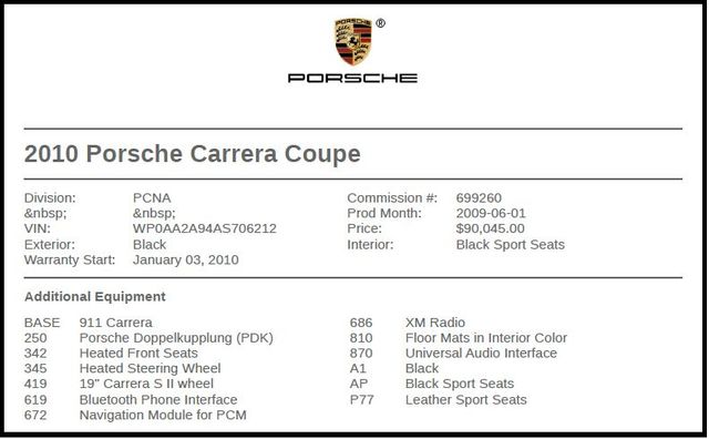 2010 Porsche 911 Carrera 2010 Porsche 911 Carrera