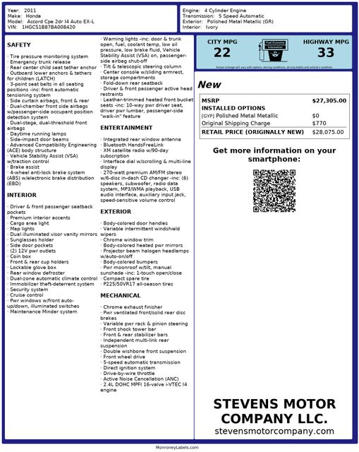 2011 Honda Accord EX-L OneOwner 19ServiceRecords | Dallas, TX | Stevens Motor Company LLC 2011 Honda Accord EX-L OneOwner 19ServiceRecords | Dallas, TX | Stevens Motor Company LLC