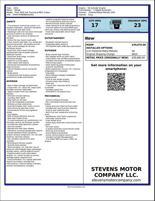 2011 Honda Pilot Touring TowPkg 24ServiceRecords | Dallas, TX | Stevens Motor Company LLC