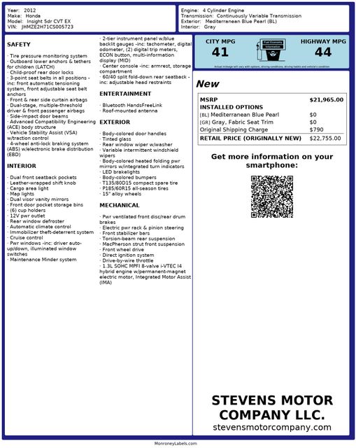 2012 Honda Insight EX PerfectCarfax Navigation | Dallas, TX | Stevens Motor Company LLC
