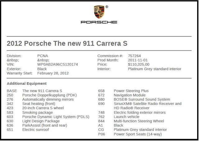 2012 Porsche 911 Carrera S 2012 Porsche 911 Carrera S
