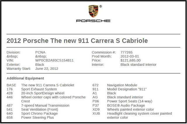 2012 Porsche 911 Carrera S 2012 Porsche 911 Carrera S