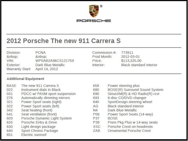 2012 Porsche 911 Carrera S 2012 Porsche 911 Carrera S