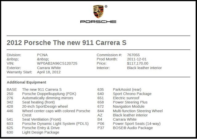 2012 Porsche 911 Carrera S 2012 Porsche 911 Carrera S