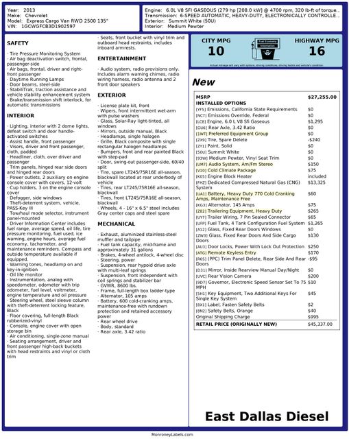 2013 Chevrolet Express 2500 Work Cargo Van TRAILER PKG Rear Vision WORK READY | Dallas, TX | East Dallas Diesel 2013 Chevrolet Express 2500 Work Cargo Van TRAILER PKG Rear Vision WORK READY | Dallas, TX | East Dallas Diesel