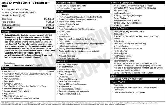 2013 Chevrolet Sonic RS Manual
