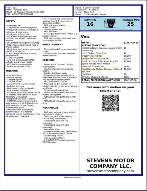 2013 Mercedes-Benz SL 63 AMG OneOwner PerfectCarfax B&OStereo PremPkg | Dallas, TX | Stevens Motor Company LLC 2013 Mercedes-Benz SL 63 AMG OneOwner PerfectCarfax B&OStereo PremPkg | Dallas, TX | Stevens Motor Company LLC