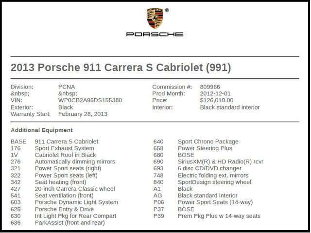 2013 Porsche 911 Carrera S 2013 Porsche 911 Carrera S