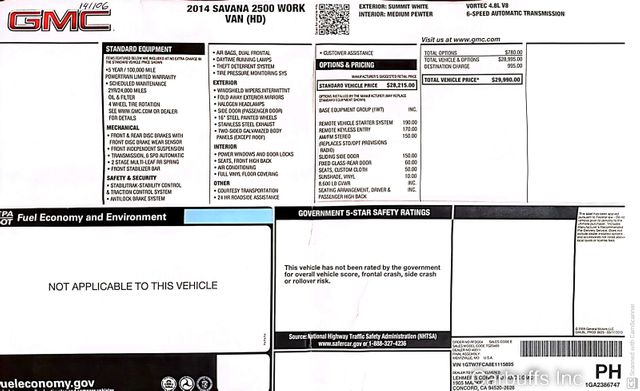 2014 GMC Savana Cargo Van 2500