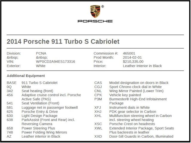 2014 Porsche 911 Turbo S 2014 Porsche 911 Turbo S