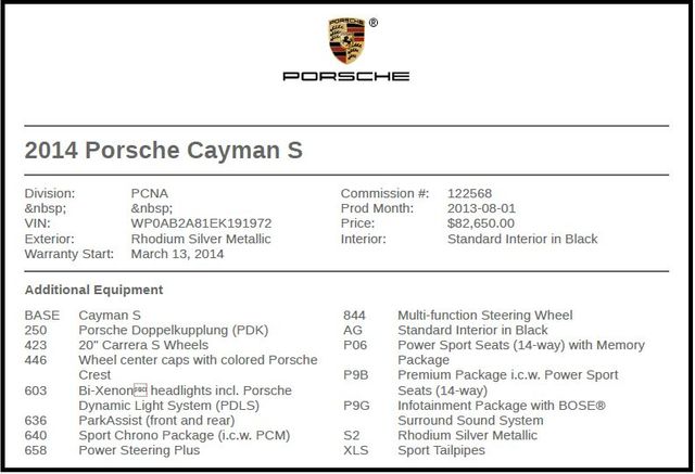 2014 Porsche Cayman S 2014 Porsche Cayman S