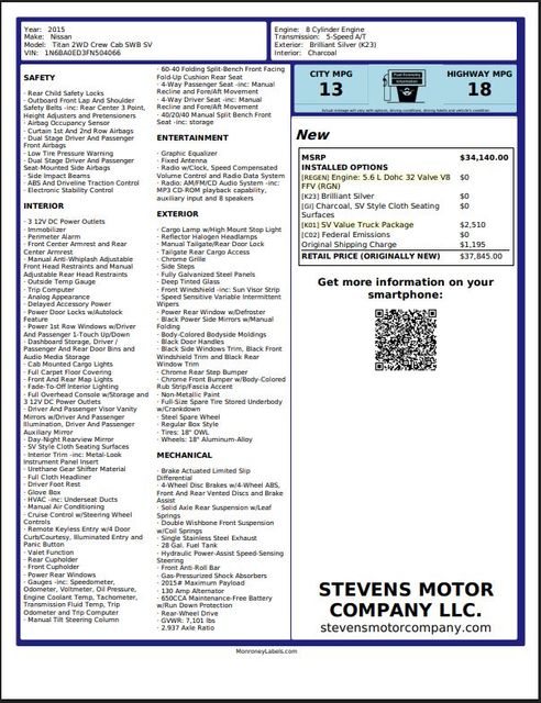 2015 Nissan Titan SV 2-Owners PerfectCarfax ValuePkg Nav | Dallas, TX | Stevens Motor Company LLC 2015 Nissan Titan SV 2-Owners PerfectCarfax ValuePkg Nav | Dallas, TX | Stevens Motor Company LLC