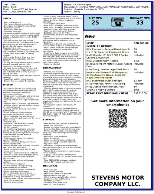 2016 Buick Encore Leather | Dallas, TX | Stevens Motor Company LLC 2016 Buick Encore Leather | Dallas, TX | Stevens Motor Company LLC