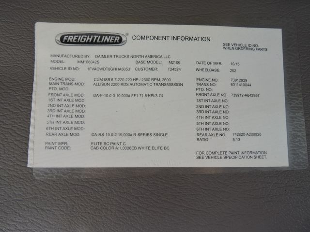 2016 Freightliner M2106 Non-CDL Box Truck 