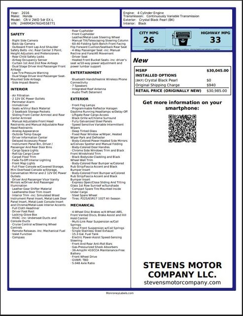 2016 Honda CR-V EX-L OneOwner PerfectCarfax 26ServiceRecords | Dallas, TX | Stevens Motor Company LLC 2016 Honda CR-V EX-L OneOwner PerfectCarfax 26ServiceRecords | Dallas, TX | Stevens Motor Company LLC