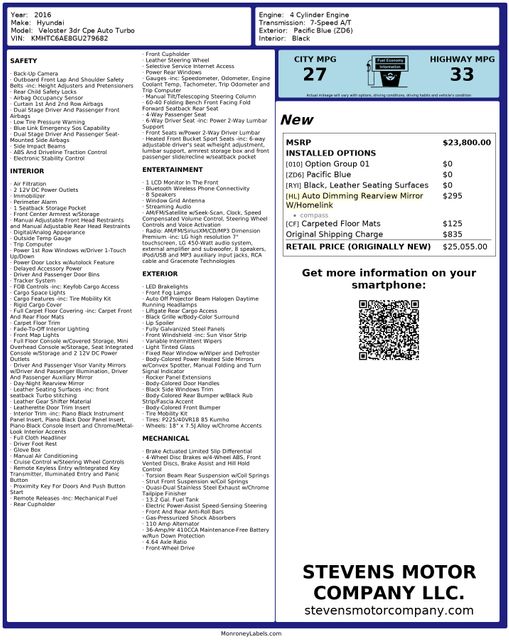 2016 Hyundai VELOSTER Turbo EcoShift One-Owner | Dallas, TX | Stevens Motor Company LLC