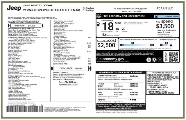 2016 Jeep Wrangler Unlimited Freedom 2016 Jeep Wrangler Unlimited Freedom