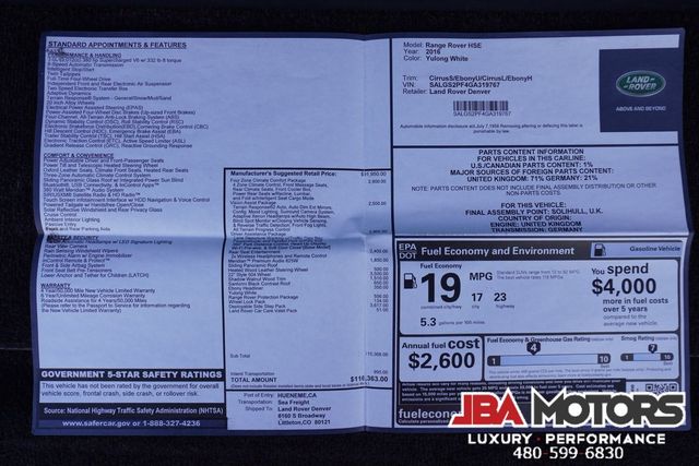 2016 Land Rover Range Rover HSE Full Size Supercharged V6 SUV | MESA, AZ | JBA MOTORS 2016 Land Rover Range Rover HSE Full Size Supercharged V6 SUV | MESA, AZ | JBA MOTORS