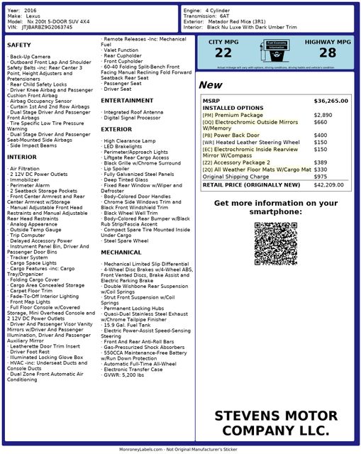 2016 Lexus NX 200t PremiumPkg PowerTailGate | Dallas, TX | Stevens Motor Company LLC 2016 Lexus NX 200t PremiumPkg PowerTailGate | Dallas, TX | Stevens Motor Company LLC