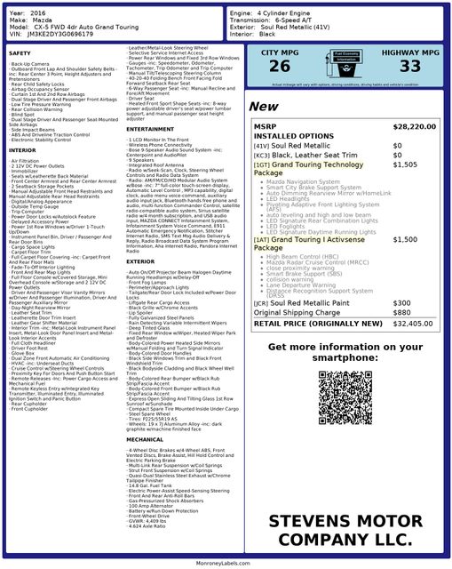 2016 Mazda CX-5 Grand Touring OneOwner TechPkg I-ActivsensePkg | Dallas, TX | Stevens Motor Company LLC 2016 Mazda CX-5 Grand Touring OneOwner TechPkg I-ActivsensePkg | Dallas, TX | Stevens Motor Company LLC