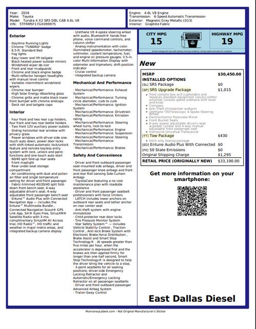 2016 Toyota Tundra SR5 TSS OFF-ROAD 20" TSS WHEELS 33" X/T | Dallas, TX | East Dallas Diesel 2016 Toyota Tundra SR5 TSS OFF-ROAD 20" TSS WHEELS 33" X/T | Dallas, TX | East Dallas Diesel