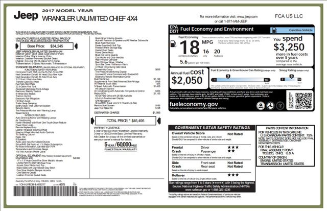 2017 Jeep Wrangler Unlimited Chief Edition | Addison, TX | Mr Car Guys