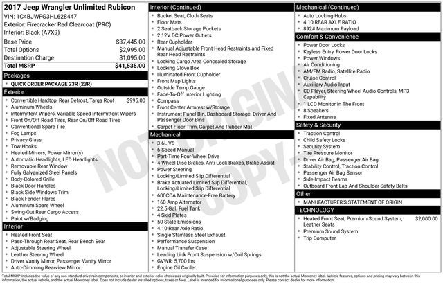 2017 Jeep Wrangler Unlimited Unlimited Rubicon