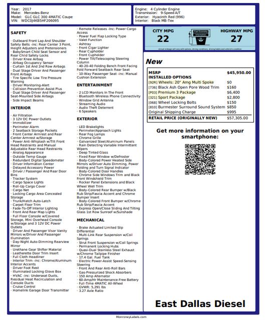 2017 Mercedes-Benz GLC 300 4MATIC Sport Pkg. PREMIUM 3 Pkg. 20" AMG | Dallas, TX | East Dallas Diesel 2017 Mercedes-Benz GLC 300 4MATIC Sport Pkg. PREMIUM 3 Pkg. 20" AMG | Dallas, TX | East Dallas Diesel