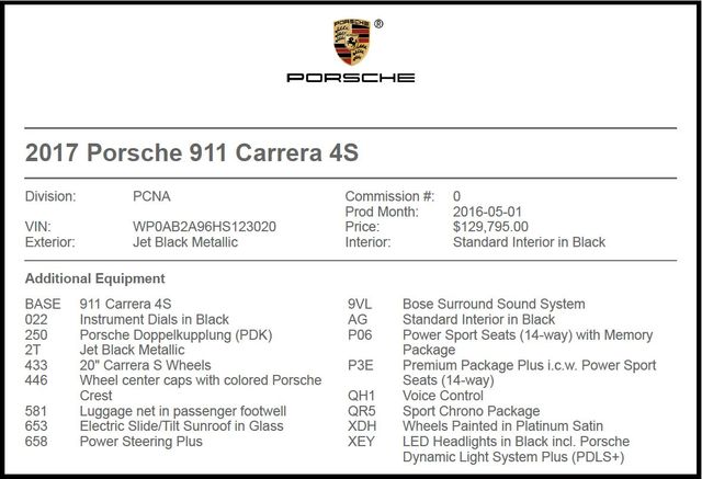2017 Porsche 911 Carrera 4S 2017 Porsche 911 Carrera 4S