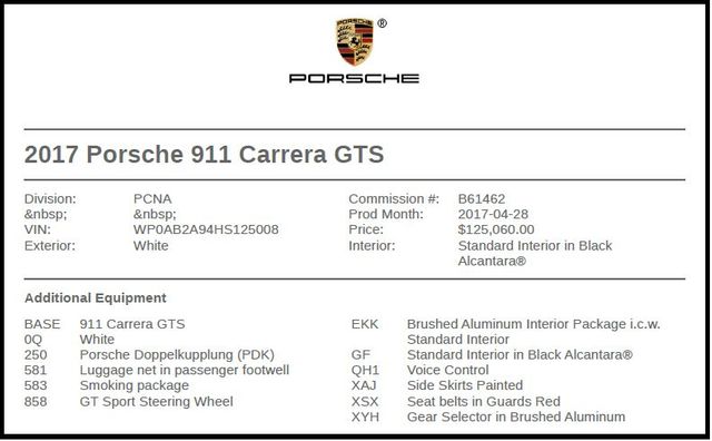 2017 Porsche 911 Carrera GTS 2017 Porsche 911 Carrera GTS