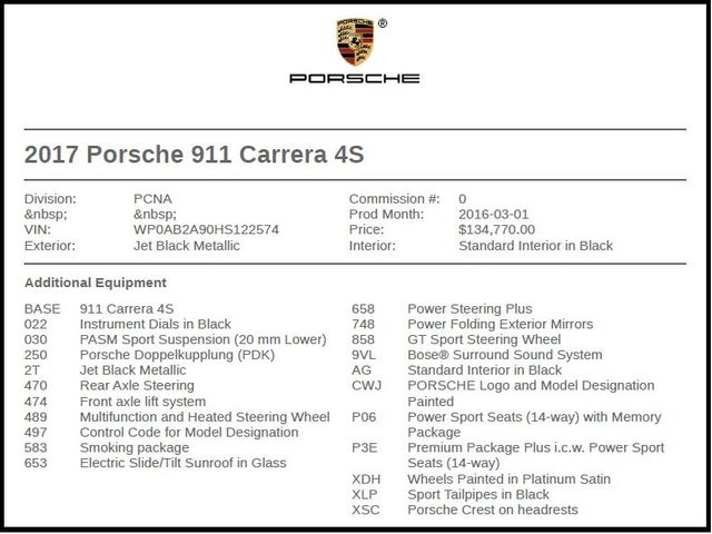2017 Porsche 911 Carrera 4S 2017 Porsche 911 Carrera 4S