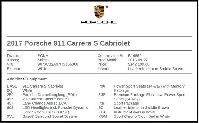 2017 Porsche 911 Carrera S 2017 Porsche 911 Carrera S