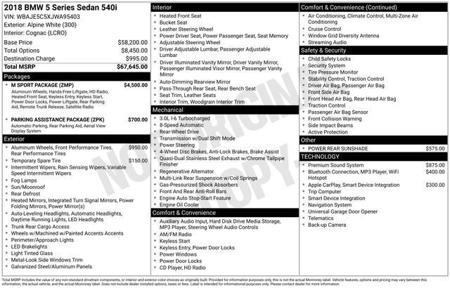 2018 BMW 5 Series 540i
