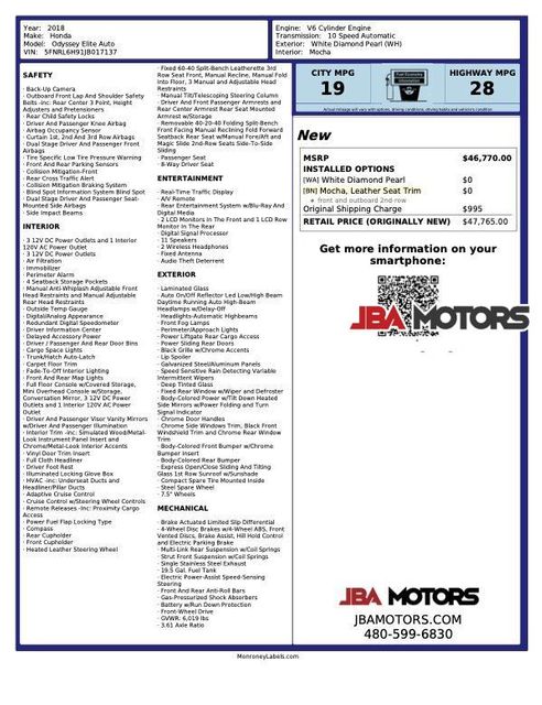 2018 Honda Odyssey Elite Package | MESA, AZ | JBA MOTORS 2018 Honda Odyssey Elite Package | MESA, AZ | JBA MOTORS