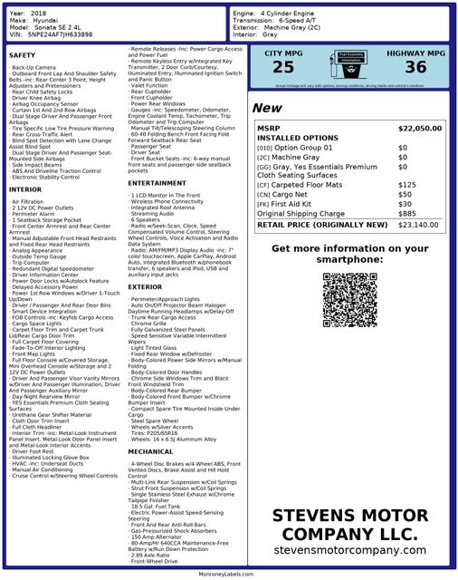 2018 Hyundai SONATA SE DocumentedServiceHistory PerfectCarfax NonSmoke | Dallas, TX | Stevens Motor Company LLC
