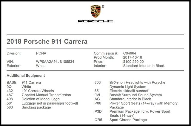2018 Porsche 911 Carrera 2018 Porsche 911 Carrera