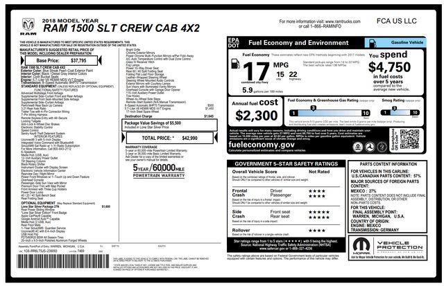 2018 Ram 1500 Lone Star Silver
