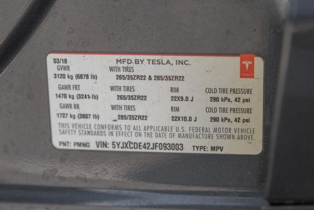 2018 Tesla Model X P100D Heated Seats Blind Spot Front Cam Blind Spot